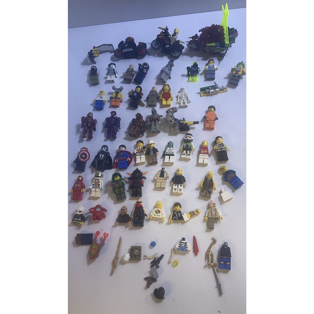 Lego Minifigures (Lot of 70) Marvel, Star Wars, w Accessories Parts Some Rare